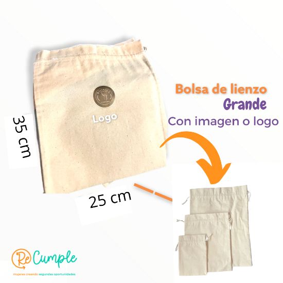 Imagen de Bolsa lienzo 25 x 35 cm con logo o imagen