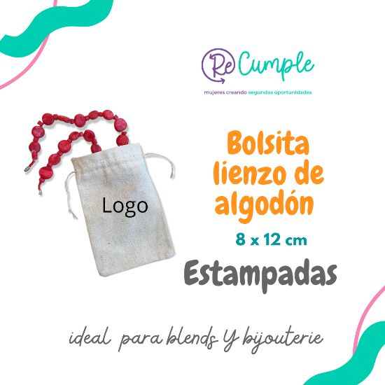 Imagen de Bolsa de lienzo mini de 8x12 cm con estampa