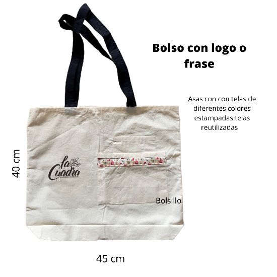 Imagen de Bolsa de lienzo con bolsillo y logo