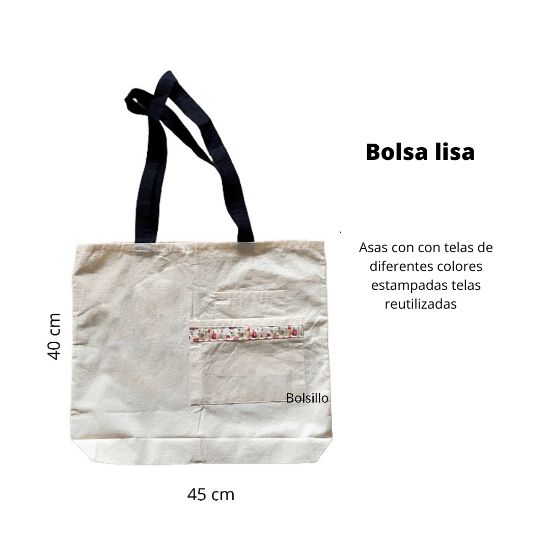 Imagen de Bolsa lienzo lisa con bolsillo