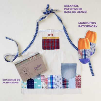 Imagen de Delantal patchwork personalizado + manguitos + cuaderno de actividades