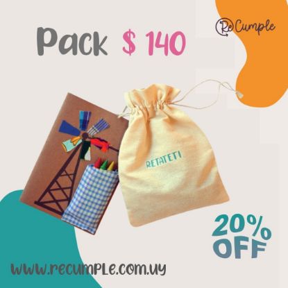 Imagen de Pack retateti+ recicleta + bolsa de papel con banderines