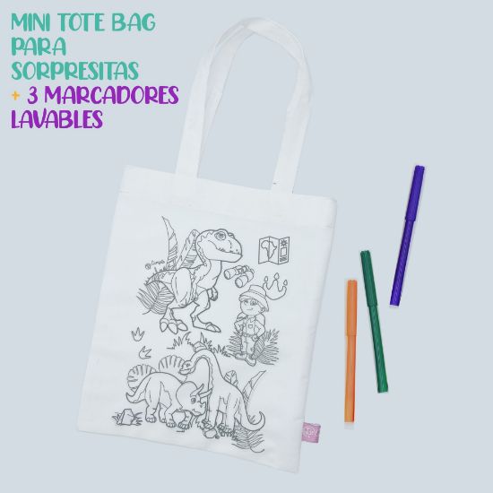 Imagen de Bolsa sorpresita mini tote bag para pintar dinosaurios