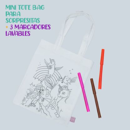 Imagen de Bolsa sorpresita mini tote bag para pintar unicornios