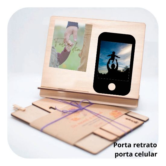 Imagen de Porta retrato y porta cel con Felíz día Papá